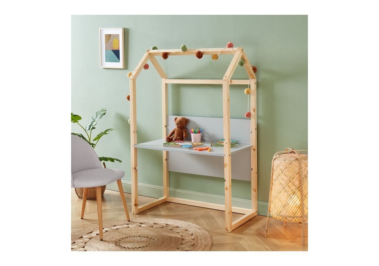 Bureau enfant cabane TINY gris évolutif