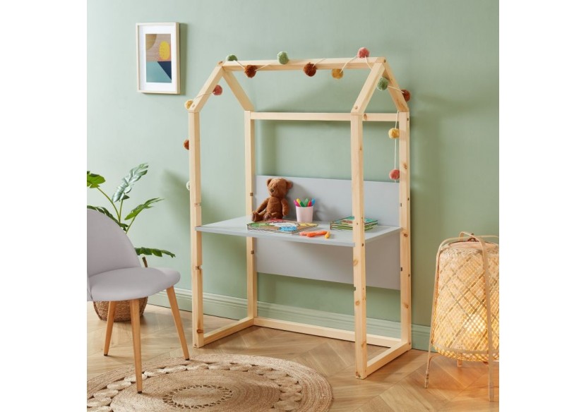 Bureau enfant cabane TINY gris évolutif