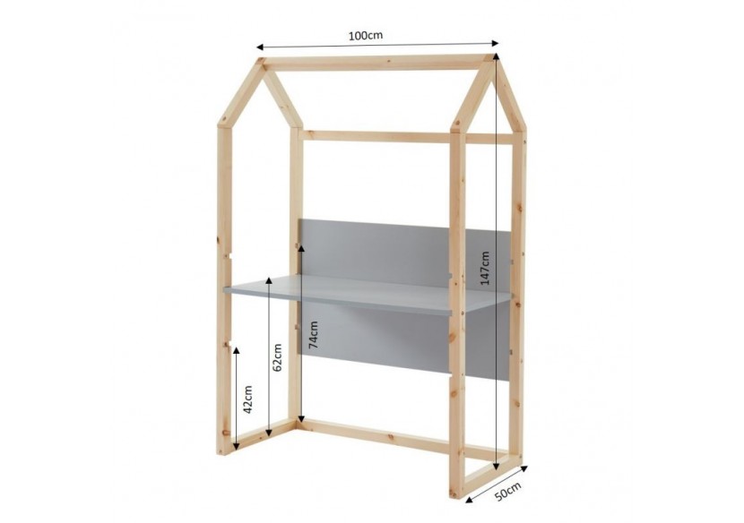 Bureau enfant cabane TINY gris évolutif