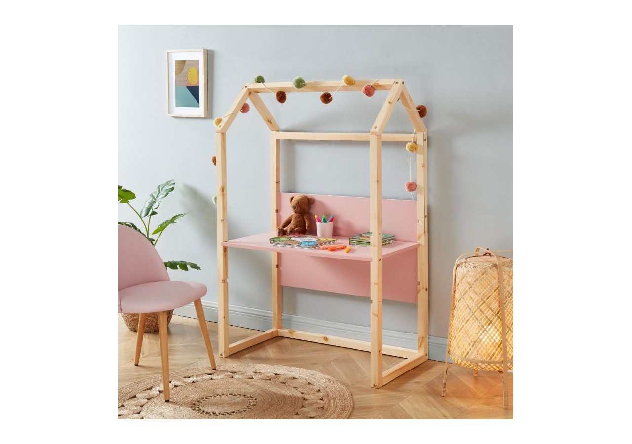Bureau enfant cabane TINY rose évolutif