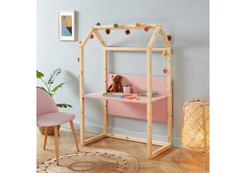 Bureau enfant cabane TINY rose évolutif