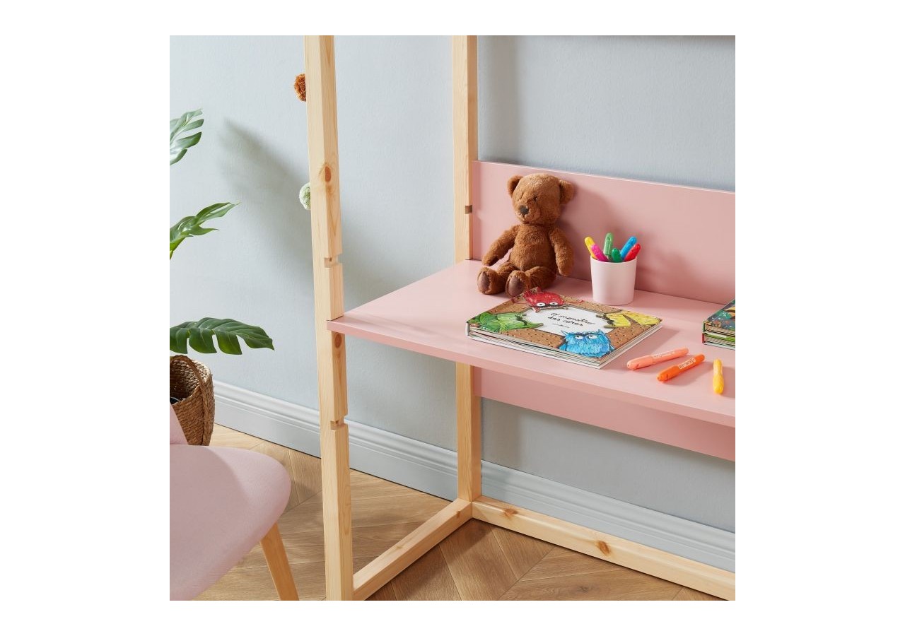 Bureau enfant cabane TINY rose évolutif