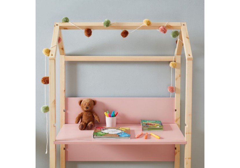 Bureau enfant cabane TINY rose évolutif