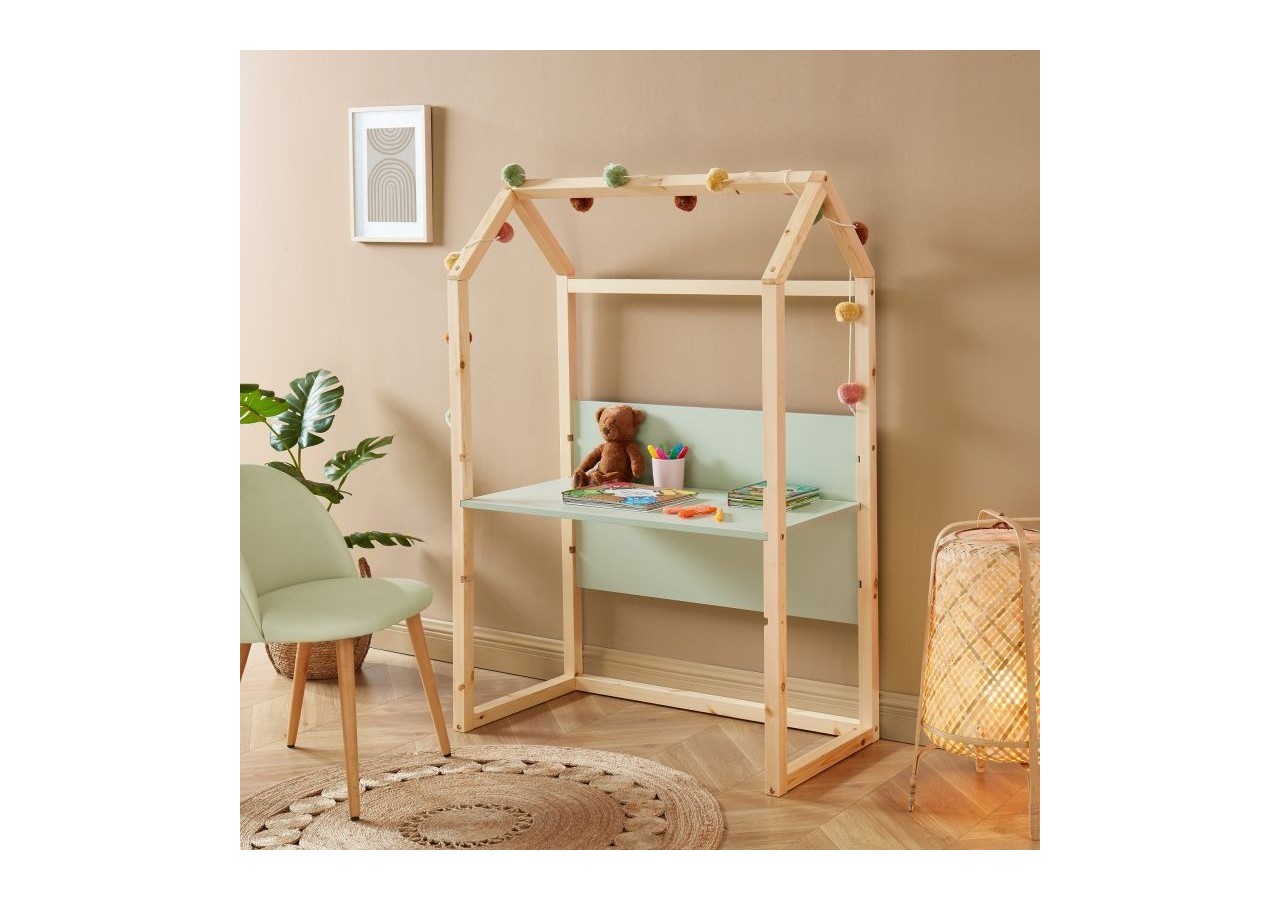 Bureau enfant cabane TINY vert évolutif