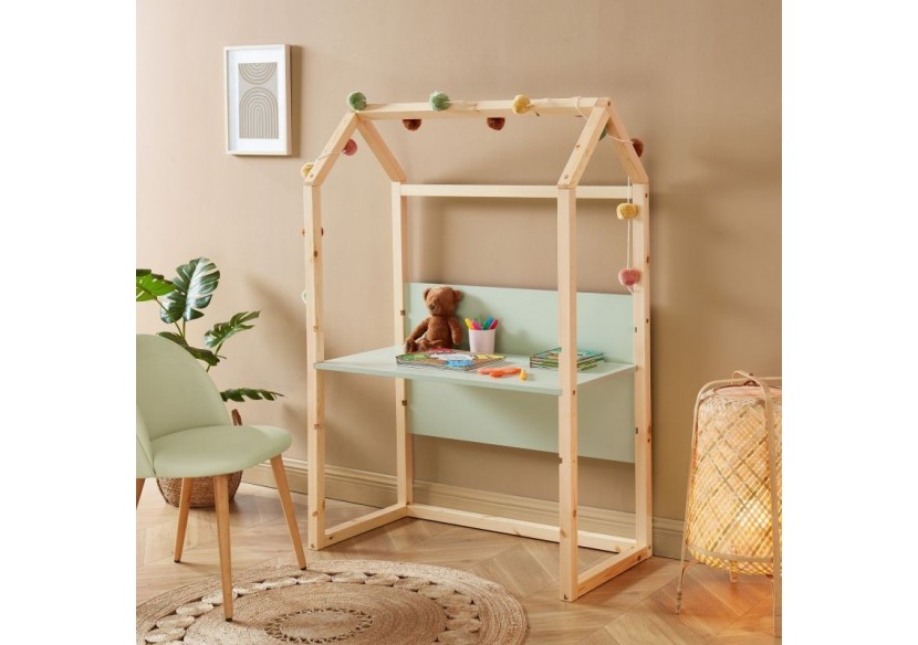 Bureau enfant cabane TINY vert évolutif