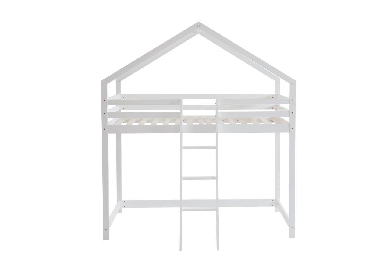 Lit mezzanine TINY pin blanc 90x190 sommier inclus