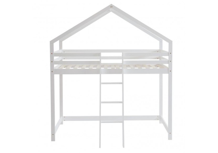 Lit mezzanine TINY pin blanc 90x190 sommier inclus