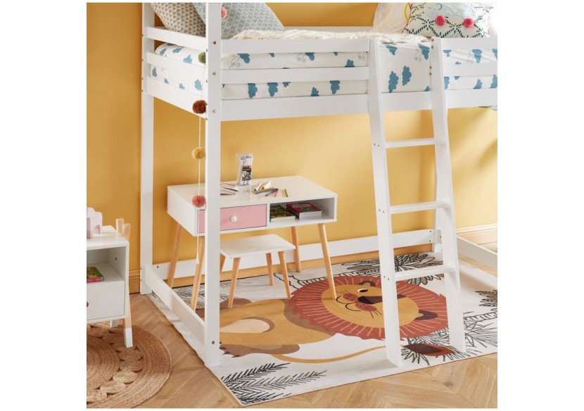 Lit mezzanine TINY pin blanc 90x190 sommier inclus