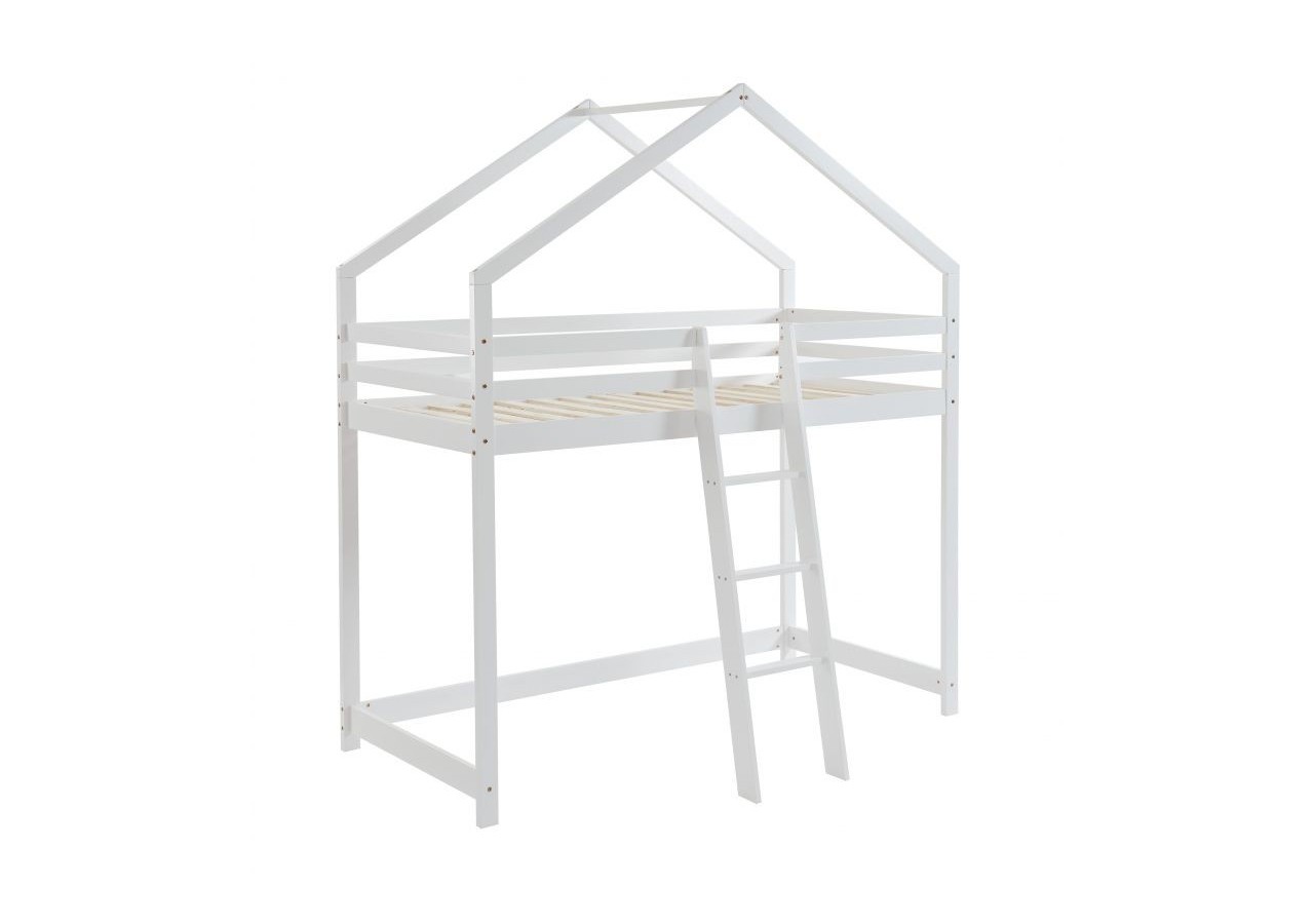 Lit mezzanine TINY pin blanc 90x190 sommier inclus