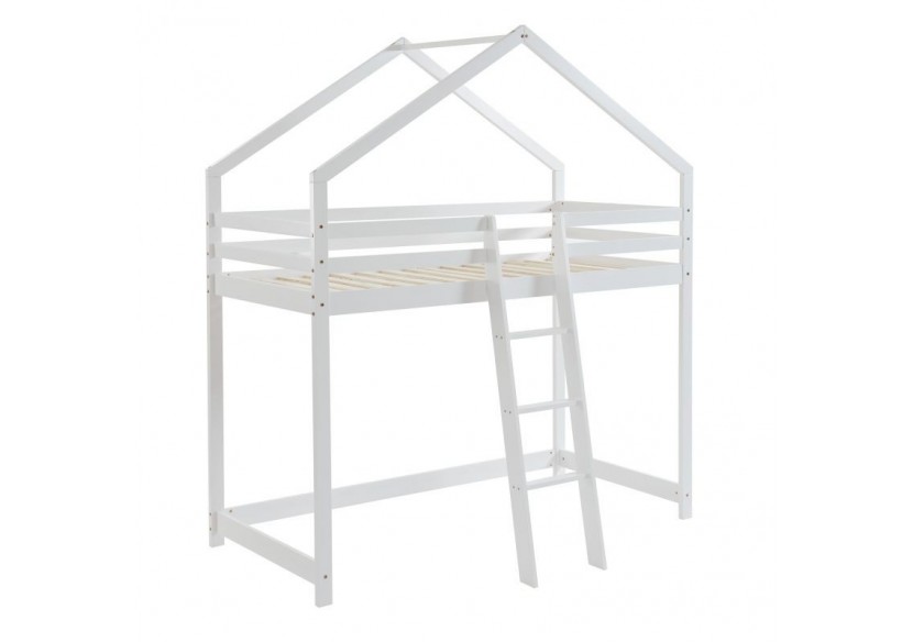 Lit mezzanine TINY pin blanc 90x190 sommier inclus