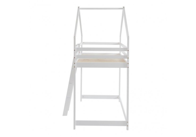 Lit mezzanine TINY pin blanc 90x190 sommier inclus