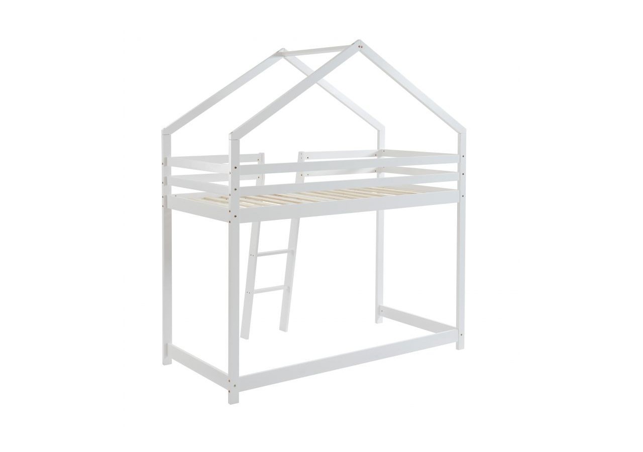 Lit mezzanine TINY pin blanc 90x190 sommier inclus