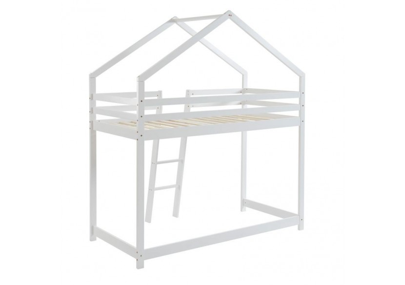 Lit mezzanine TINY pin blanc 90x190 sommier inclus