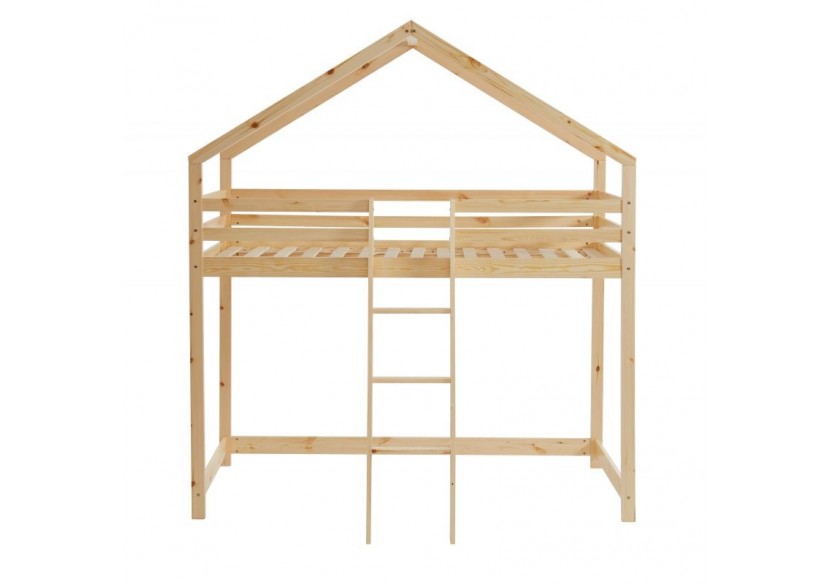 Lit mezzanine TINY pin naturel 90x190 sommier inclus