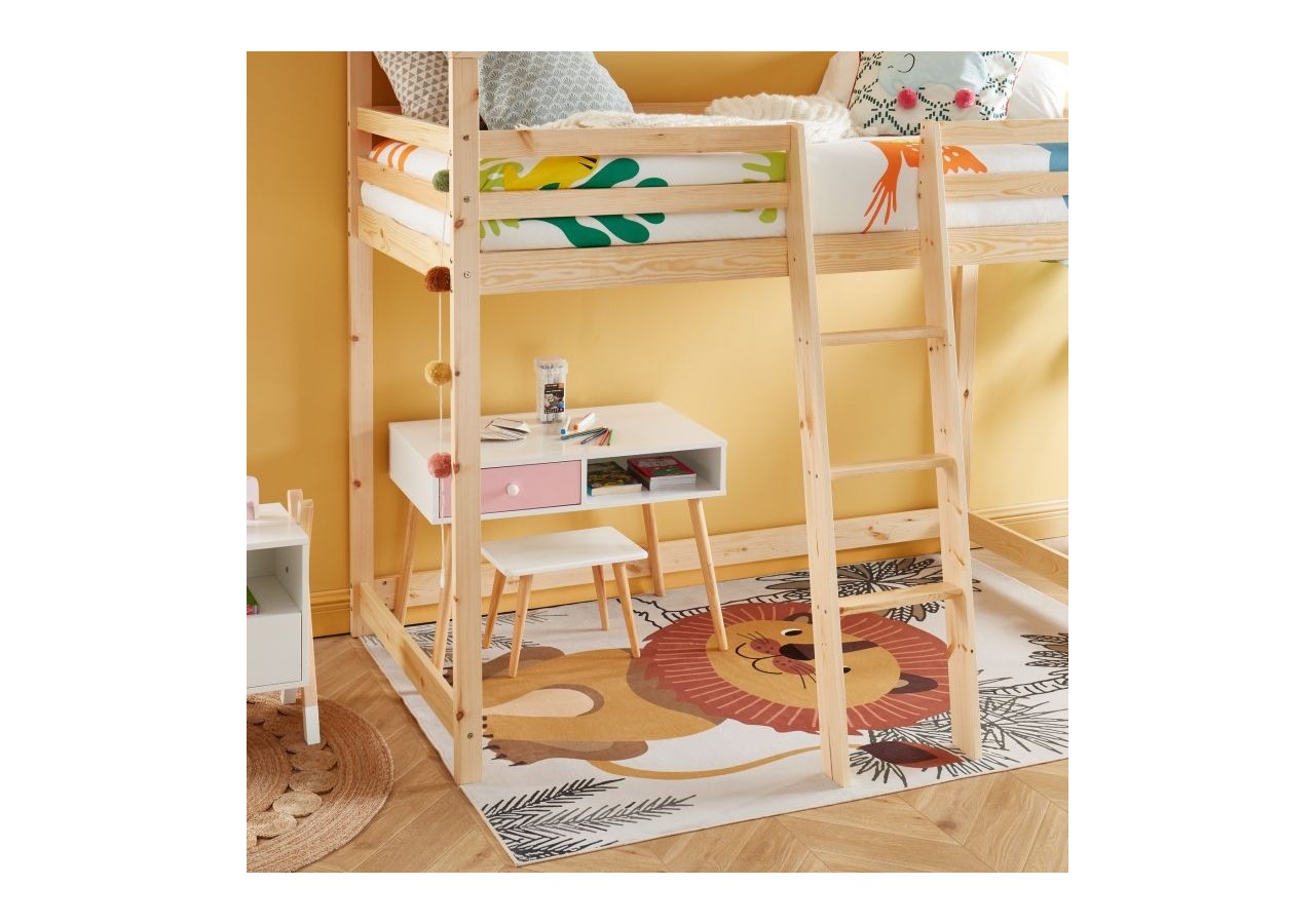 Lit mezzanine TINY pin naturel 90x190 sommier inclus