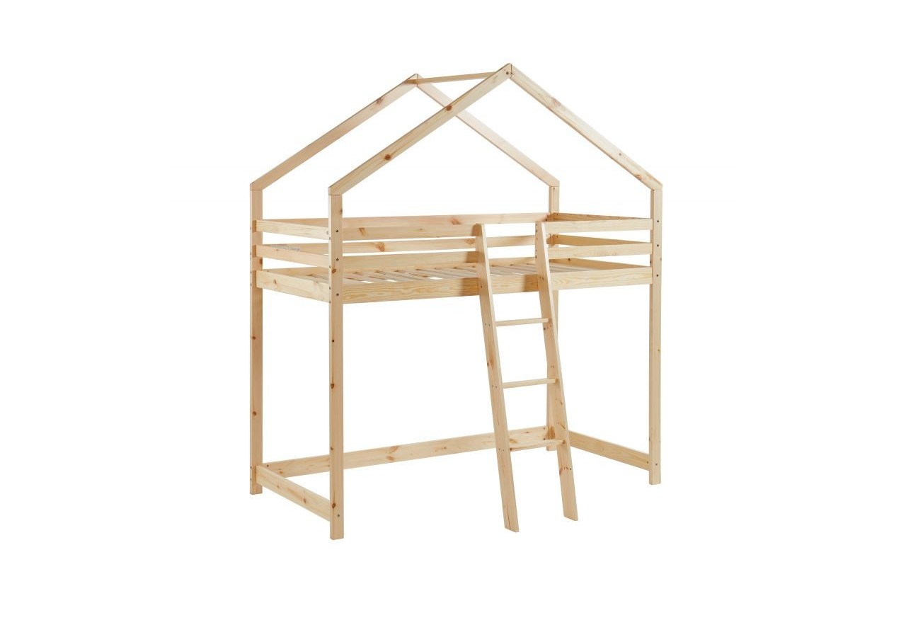 Lit mezzanine TINY pin naturel 90x190 sommier inclus