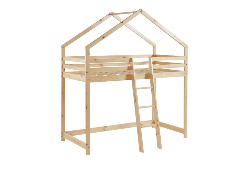 Lit mezzanine TINY pin naturel 90x190 sommier inclus