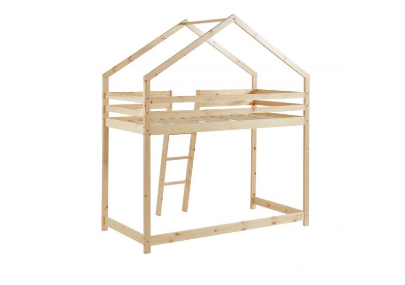 Lit mezzanine TINY pin naturel 90x190 sommier inclus