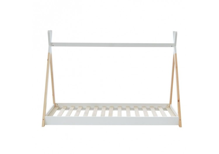 Lit enfant tipi TINY pin blanc 90x190 sommier inclus