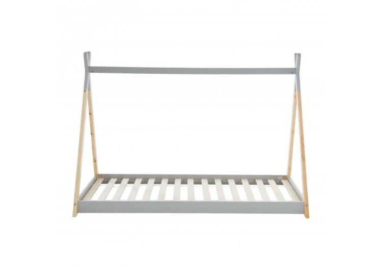 Lit enfant tipi TINY pin gris 90x190 sommier inclus