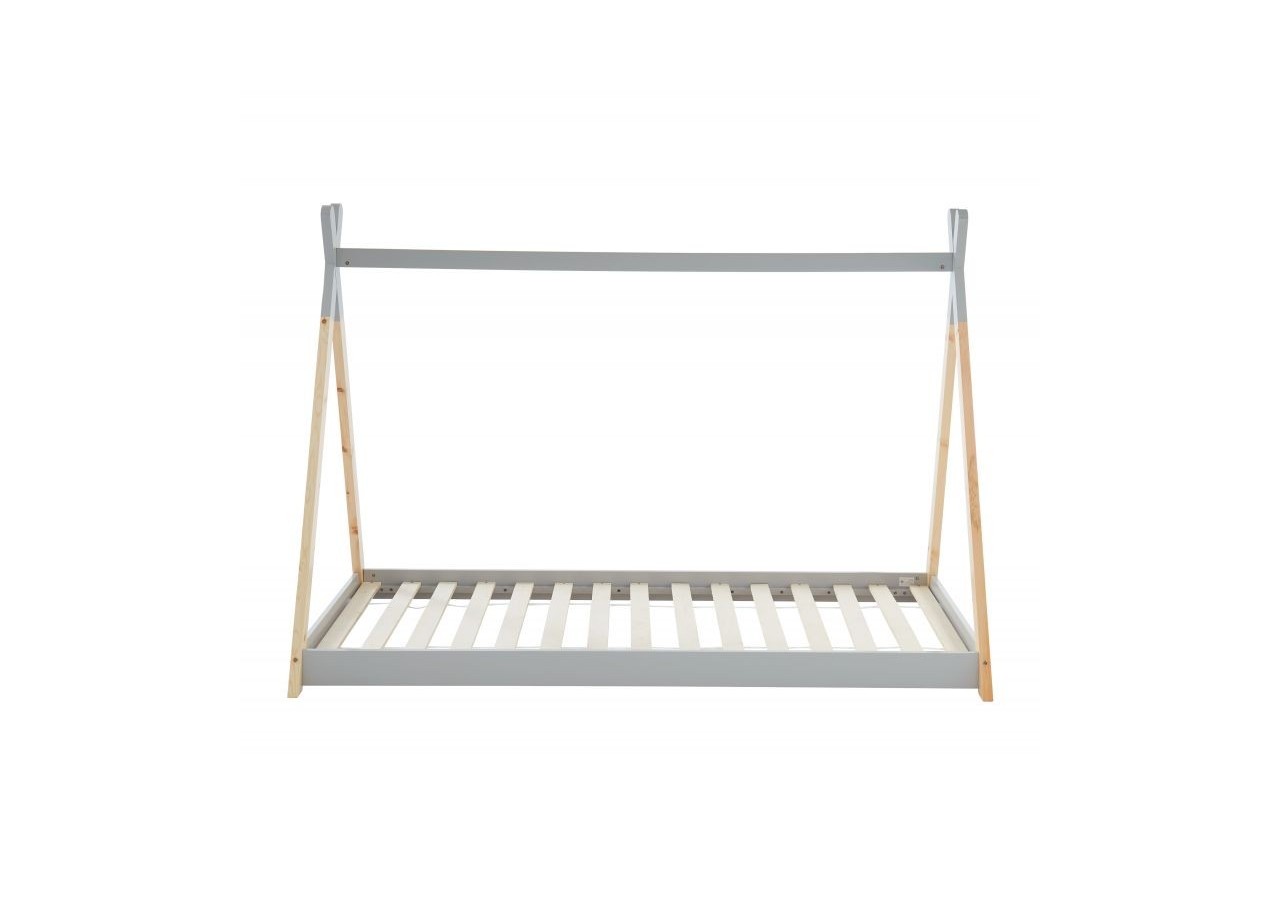 Lit enfant tipi TINY pin gris 90x190 sommier inclus
