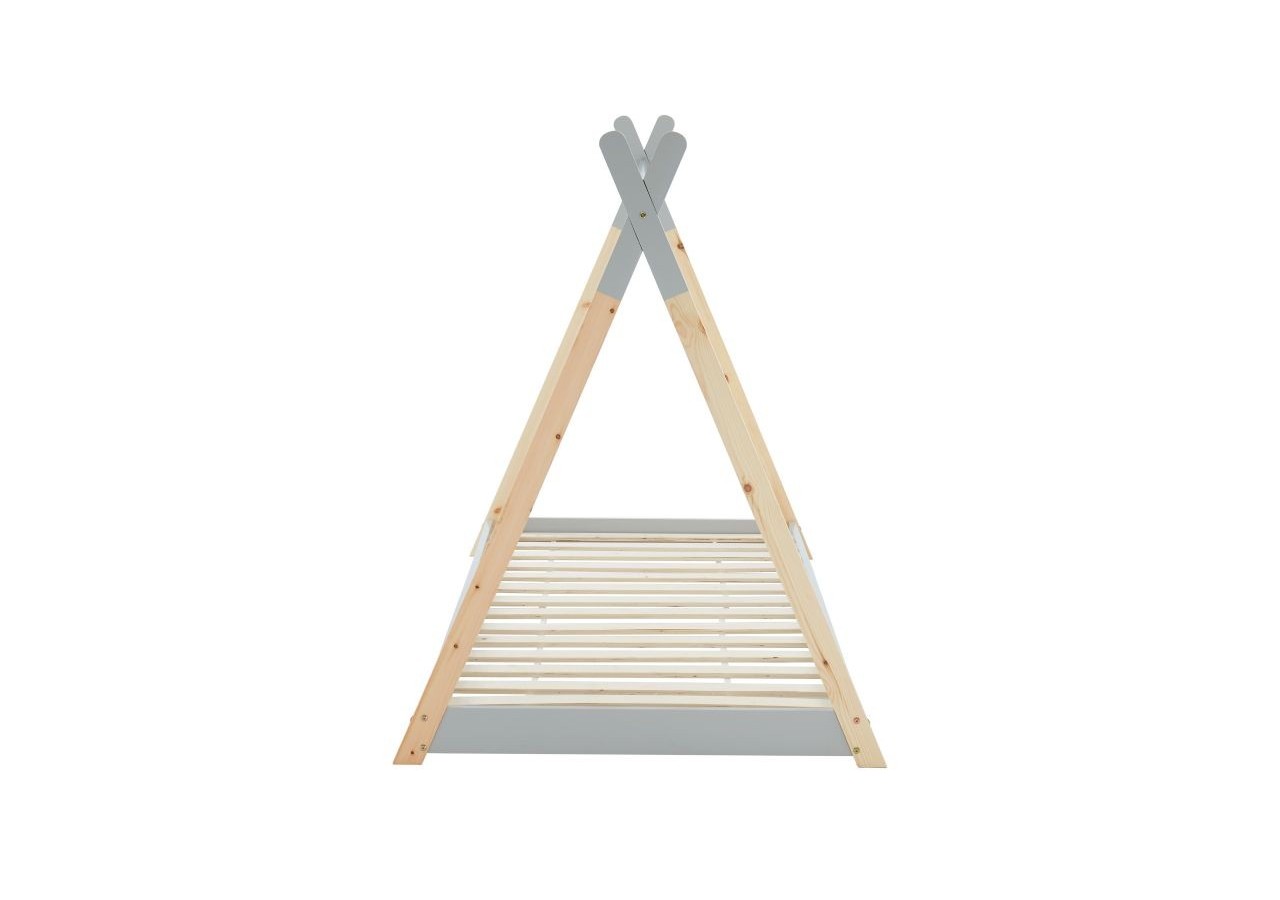 Lit enfant tipi TINY pin gris 90x190 sommier inclus