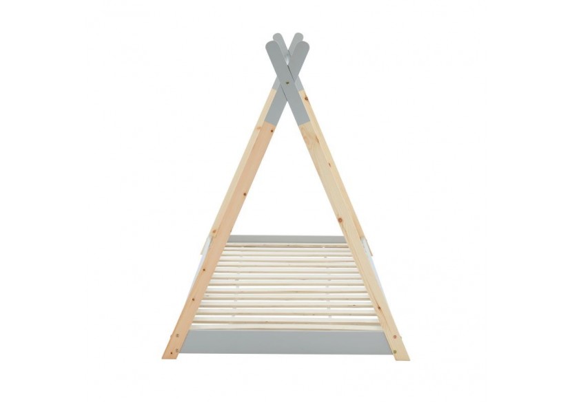 Lit enfant tipi TINY pin gris 90x190 sommier inclus