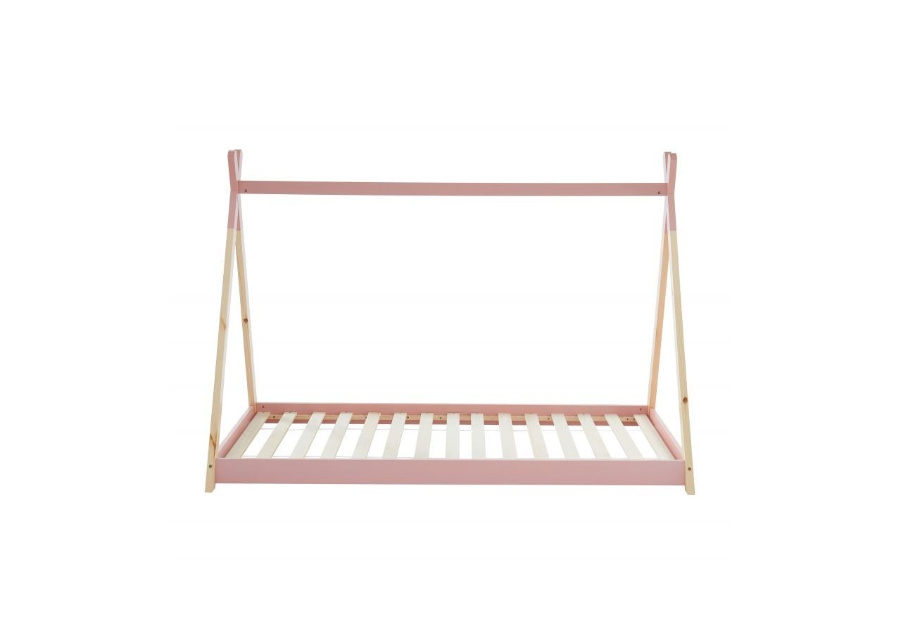 Lit enfant tipi TINY pin rose 90x190 sommier inclus