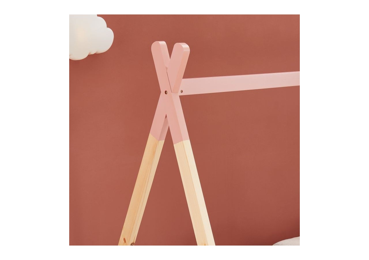 Lit enfant tipi TINY pin rose 90x190 sommier inclus