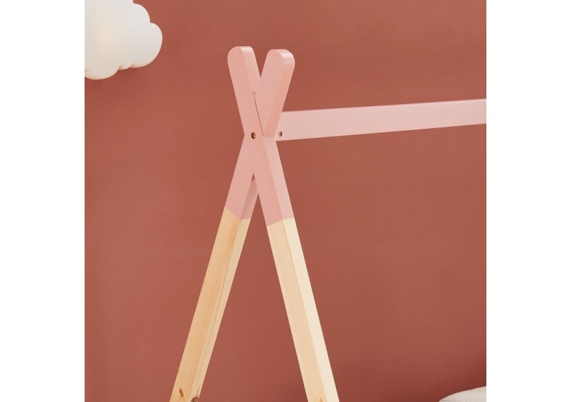 Lit enfant tipi TINY pin rose 90x190 sommier inclus