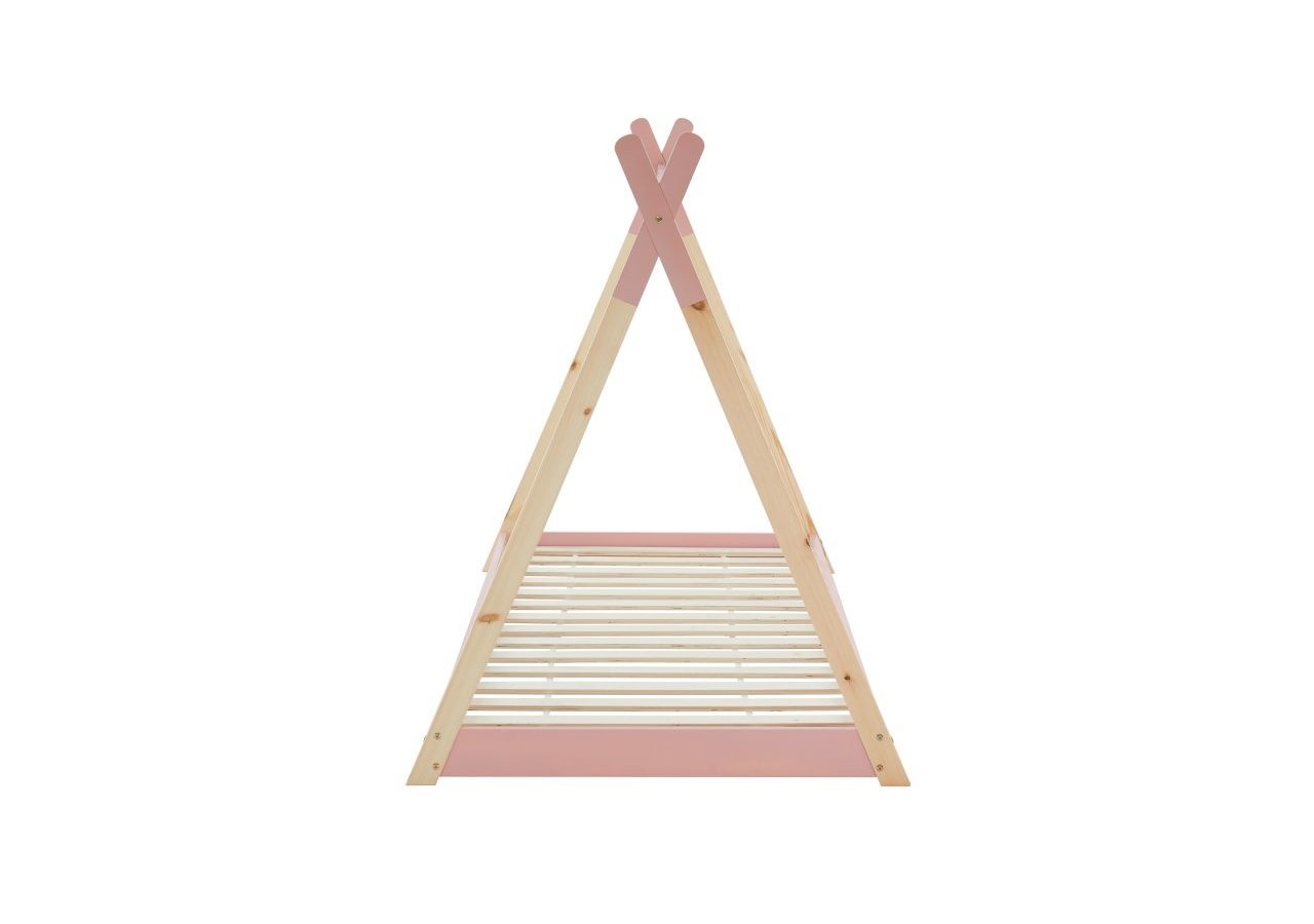 Lit enfant tipi TINY pin rose 90x190 sommier inclus