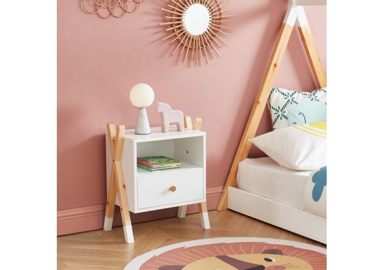 Table de chevet TIPI blanc 1 tiroir 2