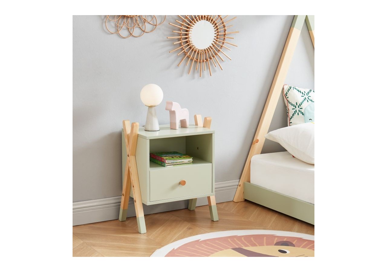 Table de chevet TIPI vert 1 tiroir