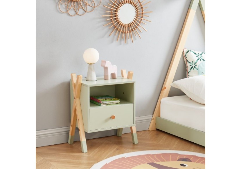 Table de chevet TIPI vert 1 tiroir