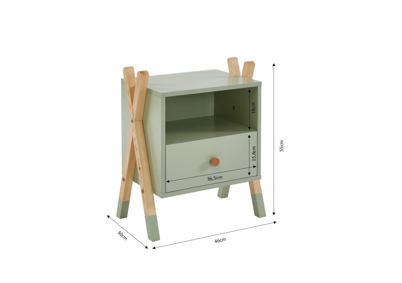 Table de chevet TIPI vert 1 tiroir