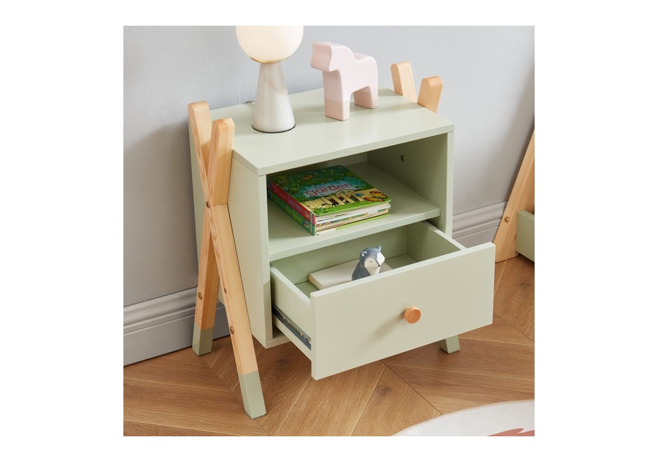 Table de chevet TIPI vert 1 tiroir