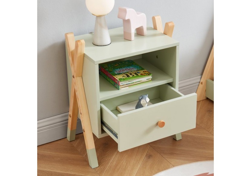 Table de chevet TIPI vert 1 tiroir