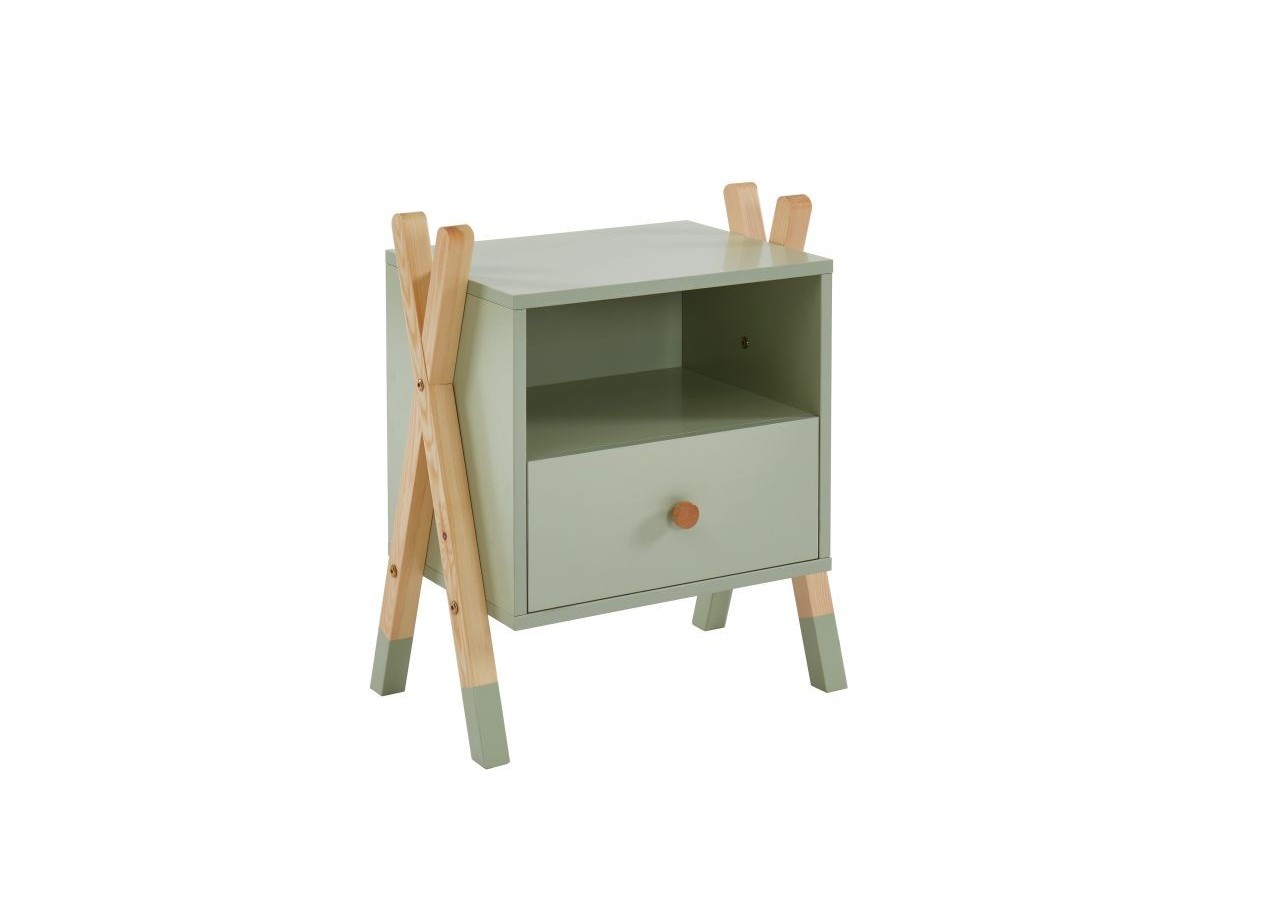 Table de chevet TIPI vert 1 tiroir