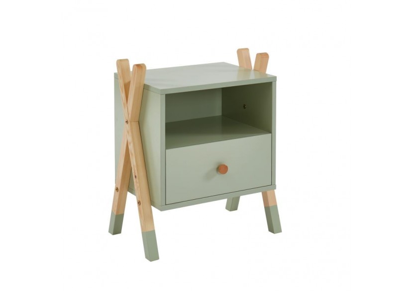 Table de chevet TIPI vert 1 tiroir