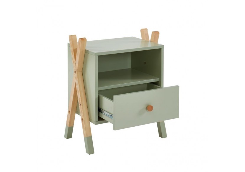 Table de chevet TIPI vert 1 tiroir