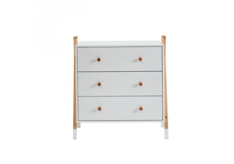 Commode TIPI blanc 3 tiroirs 81cm