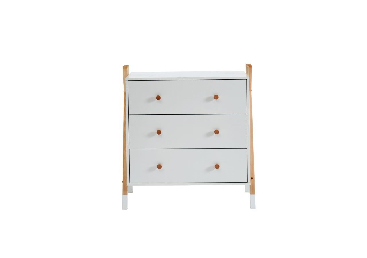 Commode TIPI blanc 3 tiroirs 81cm