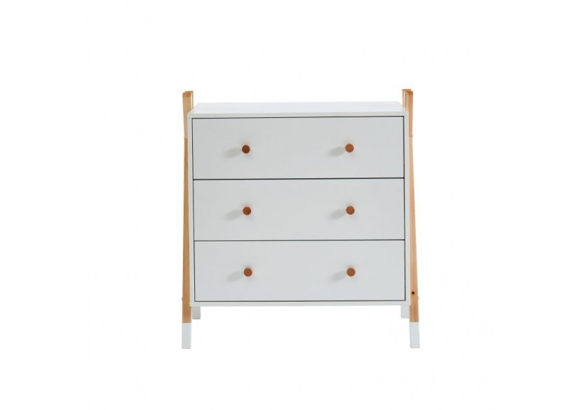 Commode TIPI blanc 3 tiroirs 81cm