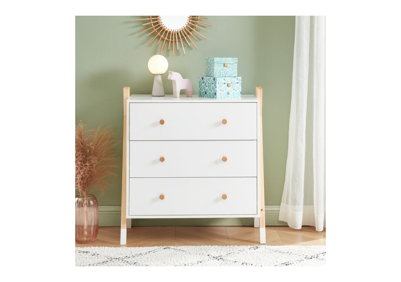 Commode TIPI blanc 3 tiroirs 81cm