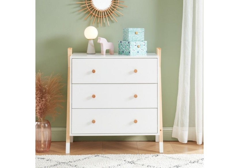 Commode TIPI blanc 3 tiroirs 81cm