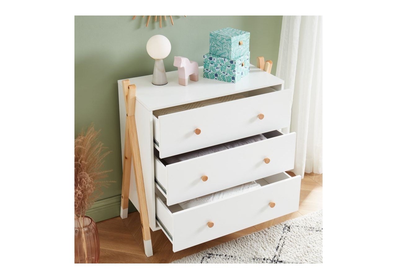 Commode TIPI blanc 3 tiroirs 81cm