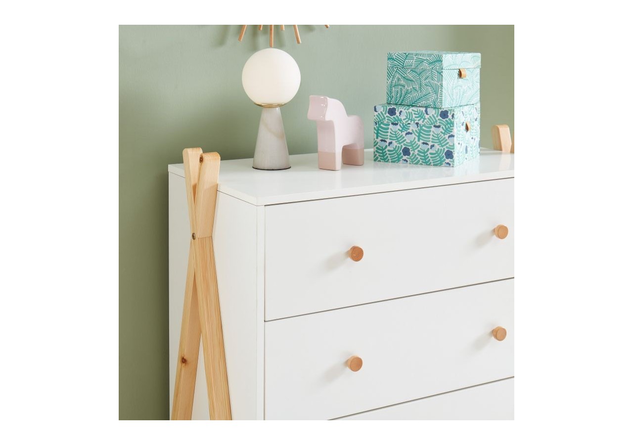 Commode TIPI blanc 3 tiroirs 81cm