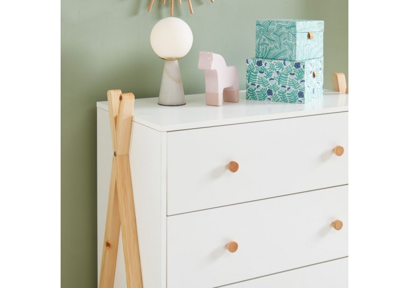 Commode TIPI blanc 3 tiroirs 81cm