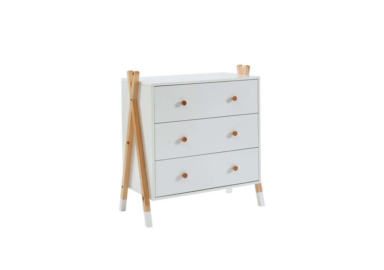 Commode TIPI blanc 3 tiroirs 81cm