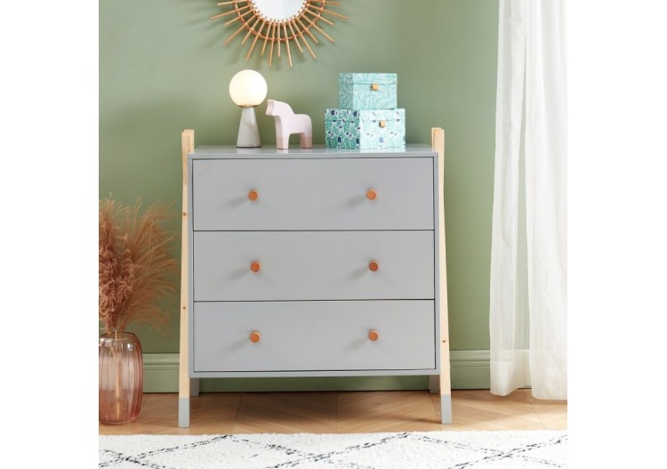 Commode TIPI gris 3 tiroirs 81cm 2
